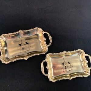 Walt Disney World Gold Trinket Trays Pair
